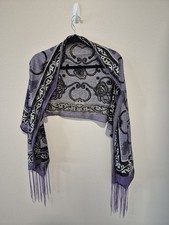 Purple Burnout Scarf Floral Rose Pattern Fringe Shawl Wrap Lightweight Sheer Shawl price