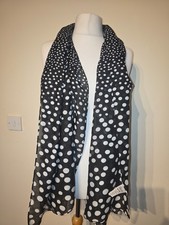 WOMEN LARGE SCARF BLACK AND WHITE POLKA DOT SHAWL RECTANGULAR HEAD NECK WRAP Shawl price