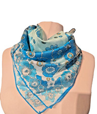 WOMEN SQUARE SCARF FLORAL BLUE SCARVES NECK HEAD WRAP SHAWL BAG ACCESORIES Shawl price