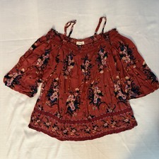 Rewind Womens Peasant Blouse Sz M BOHO Off The Shoulder Fairy Earthy Hippie Blouse price