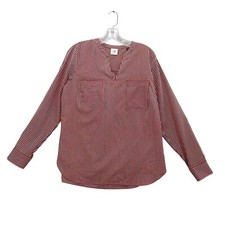 Cabi Striped Blouse Franklin Long Sleeve Pockets Red White Blue Top Sz M Blouse price