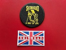 SKINHEAD A WAY  OF LIFE UNION JACK FLAG TROJAN RECORDS EMBROIDERED PATCHES  x 2 Life Jack price