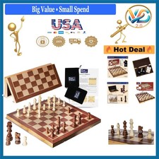 Wooden 15-Inch Chess Set With Pieces & Carry Bag for Adults Kids Chess price