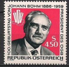 Austria 1986 Johann Bohm People Politics Politicians Statesmen 1v MNH Statesmen & Politicians price