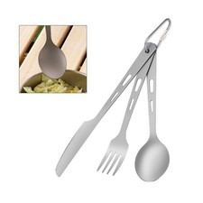 Outdoor Titanium Cutlery Set Three Piece Fork Spoon Lightweight Camping Gear Kamperen Set & Festival Package price