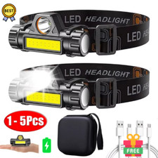 1-5Pack USB Rechargeable Waterproof LED Headlamp Headlight Head Light Flashlight Headlamp price