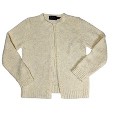 Vintage 1970s LeRoy Knitwear Cream Textured Open Front Cardigan Sweater Womens S Dames trui & vest & gebreide kleding price