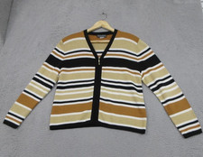 Dylani Knitwear Sweater Womens Small Brown Black Stripe V Neck Zip Cardigan Dames trui & vest & gebreide kleding price