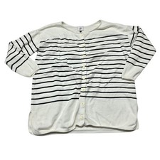 Cabi Womens Cardigan Sweater Cream Black Stripe Button Front Size M Dames trui & vest & gebreide kleding price