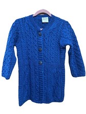 Kilronan Knitwear Sweater Cardigan Wool Ireland Cable Knit Royal Blue Womens XS Dames trui & vest & gebreide kleding price