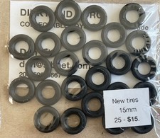 25 DINKY CORGI New tires/tyres 15 mm smooth most common type 1940-50’s prewindow Tires price
