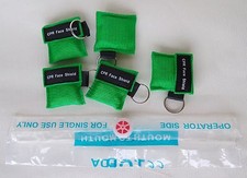 5pcs Green CPR Mask Face Shield With Keychain For First Aid AED Training Gezicht Shield & Mask price