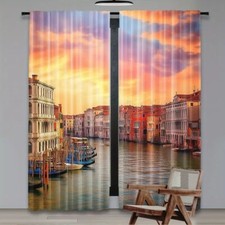 Venice Cityscape 2pcs Curtain Set - Italian Landscape with Gondolas & Spikes, Ro Gordijn Set price