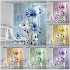 Daisy Garden Extra Long Fabric Shower Curtain Waterproof Flower Bathroom Set UK Gordijn Set price