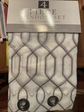 4 Piece Window Curtain Set 4-piece Grommet Set Long Embroidered, Gray Pattern Gordijn Set price