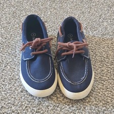 Cat & Jack Boys' Boat Shoes Navy Brown White Lace Up Canvas US Size 3 Jongens Boat Schoenen price