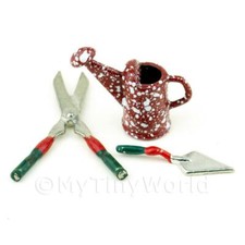 Dolls House Miniature Metal Shears, Trowel And Watering Can Metal Shears price