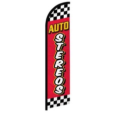 Auto Stereos (Red Checkered) Windless Full Sleeve Advertising Auto Banner Flag Auto Stereos price