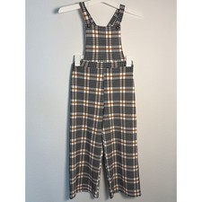 Heart and Marrow Girls Plaid Wide Leg Overalls Black Tan White Size 8 JKP1849BR Meisjes jumpsuit en tuinbroeken price