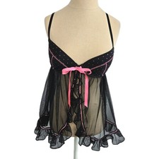 Victoria’s Secret Sexy Little Things Sheer Black Babydoll Top Nightie Size 36C Babydoll price