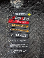 Motorcycle Rider Embroidered Keychain Key Tag Double Sided Bike Key Ring Choose Keychain price