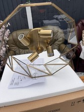 2 x Gold Chandelier 4 Light Unique Statement Geometric Flush (Color: Gold) New Chandelier price