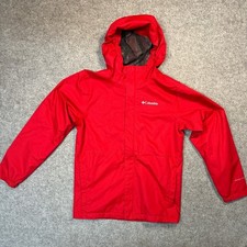 Columbia Omni-Tech Rain Jacket Youth L Red Waterproof Hooded Shell Jongens Raincoat price