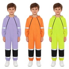 Kids Hooded Color Block Raincoat Hiking Rain Suit Coverall Rainwear Boys Girls Jongens Raincoat price