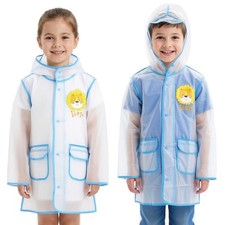 Kids Girls Boys Raincoat EVA Blue Transparent Rainwear Hooded Outdoor Rain Coat Jongens Raincoat price