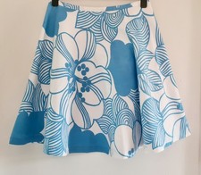 French Connection White Blue Floral 100% Cotton Knee Length Summer Skirt Size 10 Skirt price