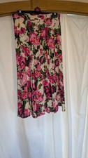 H&M Floral Midi Skirt UK 12 Pink Flower Print A Line Swing Summer Skirt Skirt price