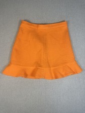 Zara Mini Skirt Flared Ruffle Hem Bright Orange Texture Weave Women’s Size XS Skirt price