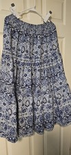 Vintage CottaBlue  Paisley A-Line Long Skirt Elastic Waist Boho Skirt price