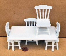 Dolls House Table And 4 Chairs White Painted 1:12 Scale Miniature 1506 tumdee Tuin meubels Set price