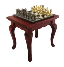 Dolls House Metal Chess Set With Wooden Table 1:12 Scale Miniature 1603 tumdee Tuin meubels Set price