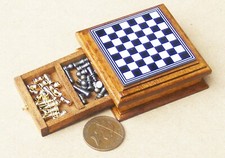 Dolls House Chess Set With Wooden Storage Drawer 1:12 Scale Accessory 407 tumdee Tuin meubels Set price
