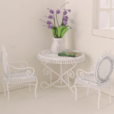 Miniature Garden Furniture Set Elegant Tiny Chairs For Dollhouses White Tuin meubels Set price