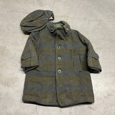 True Vintage 30s 40s Wool Plaid Jacket Youth Small Overcoat Boys Coat & Cap Set Jongens overjas price