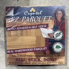 Vtg Cryntel EZ Parquet Self Stick Real Hardwood Chestnut 12”x12” Tiles 10pc, NEW Parquet price