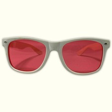 Sunglasses Femme Ustomed Blanc/Rouge Acétate Bon État Uni Casual Teinté Dames Sunglasses price