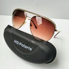Aviator Sunglasses Shades Rhinestones HD Polaris Fashion Gold Metal Frame Bling Dames Sunglasses price