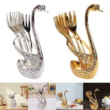 Swan Dinnerware Set Flatware Decorative Zinc Alloy 6 Forks Gifts Storage Rack Dinnerware Set price