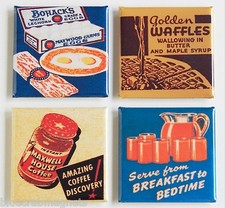 Breakfast FRIDGE MAGNET Set (2 x 2 inches) orange juice bacon eggs waffles Breakfast Set price