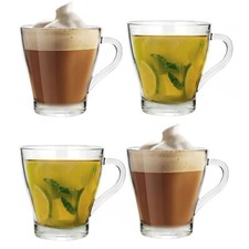 Set Of 4 Coffee Mugs Tea Clear Glass Cup Hot Drinks Cappuccino Chocolate 300ml Cup / Glass / koffie Set price