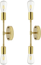 Gold Wall Sconces E27 Dual Socket Wall Lights Brushed Finish Set Of Two Muur Sconces price