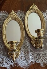 VTG Gold Home Interior Wall Sconces Mirror &  Candle Holders Hollywood Reg 12”H Muur Sconces price