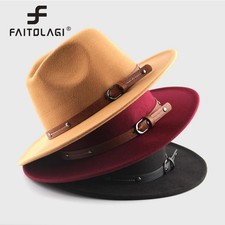 Wool Fur Felt Hat Indiana Jones Fedora Mens Leather Band New 2026 E Dames Hoed price