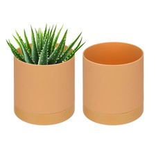 2 Pack 4 Inch/10cm Plastic Plant Pots with Saucer, Orange Pots price
