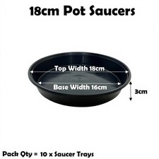 18cm Black High Saucer Deep 3 Litre Plant Pot Drip Watering Tray Trough Qty = 10 Watering Trough price