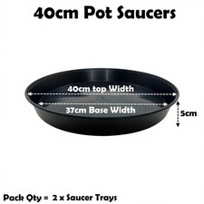 40cm Plant Pot Saucer Black High Deep Litre Drip Watering Tray Trough Qty = 2 Watering Trough price